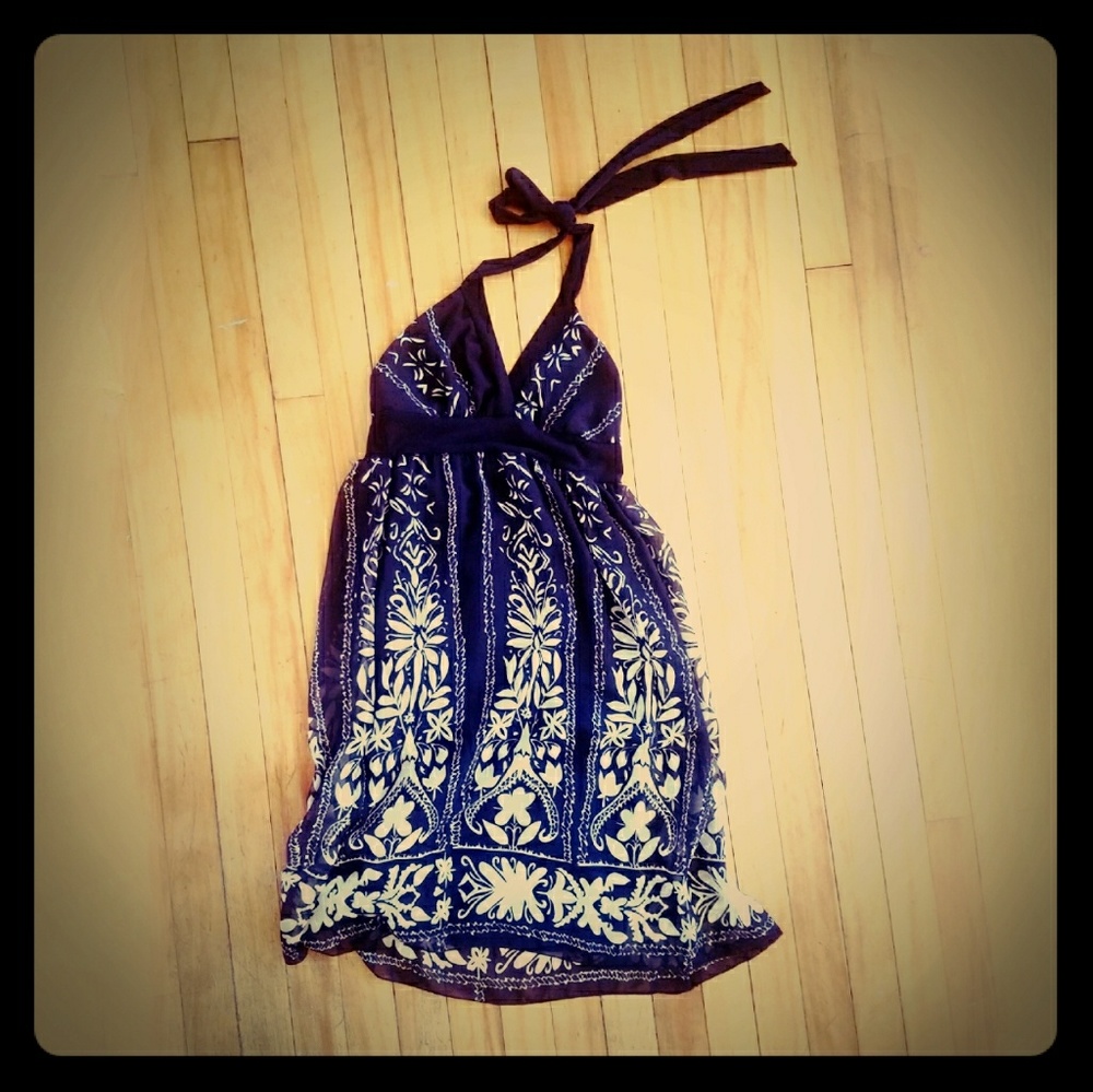 Black & white halter dress